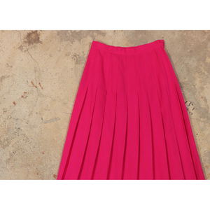 Vivid pink pleats skirt【C0394】