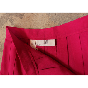 Vivid pink pleats skirt【C0394】