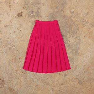 Vivid pink pleats skirt【C0394】