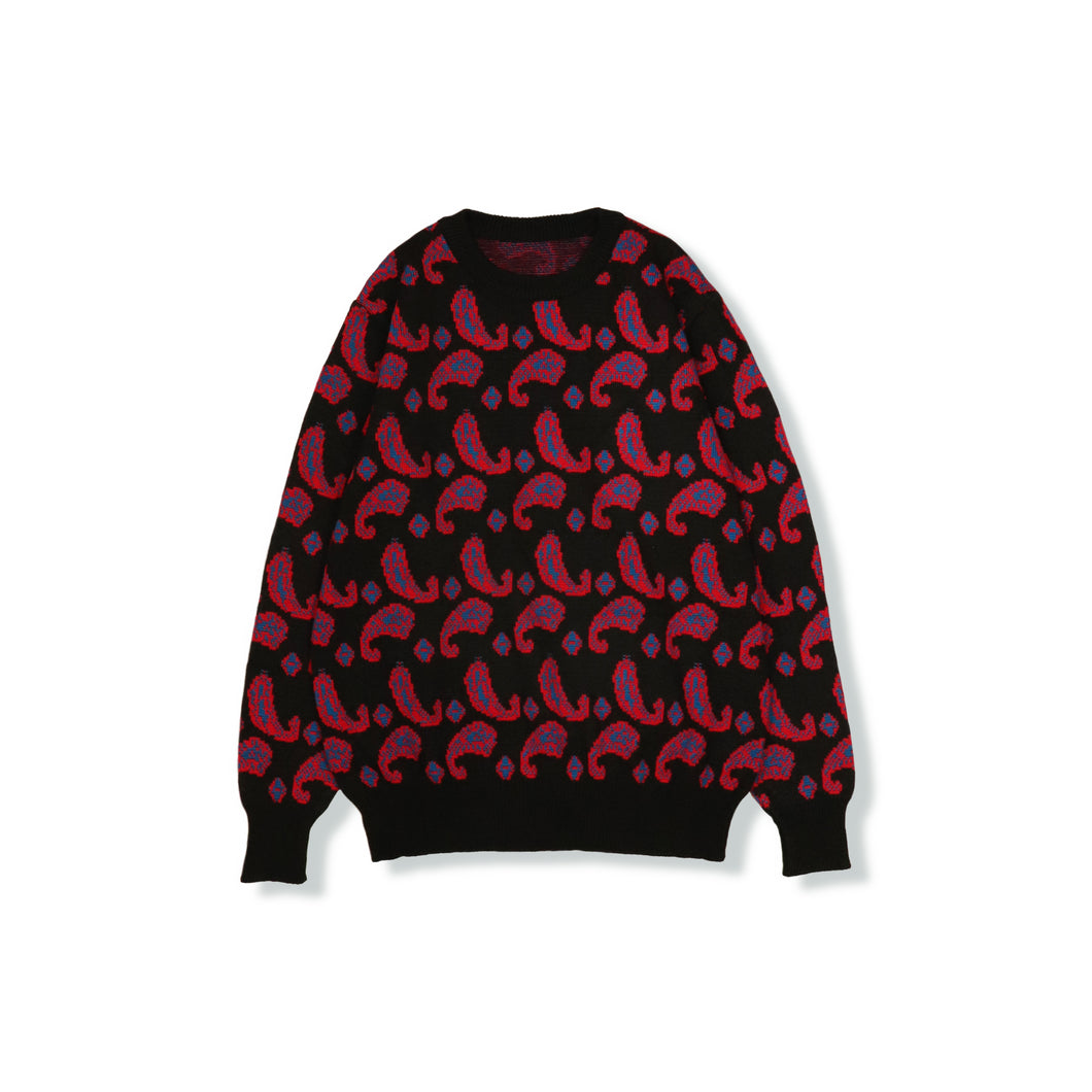 Paisley pattern knit sweater【A0708】