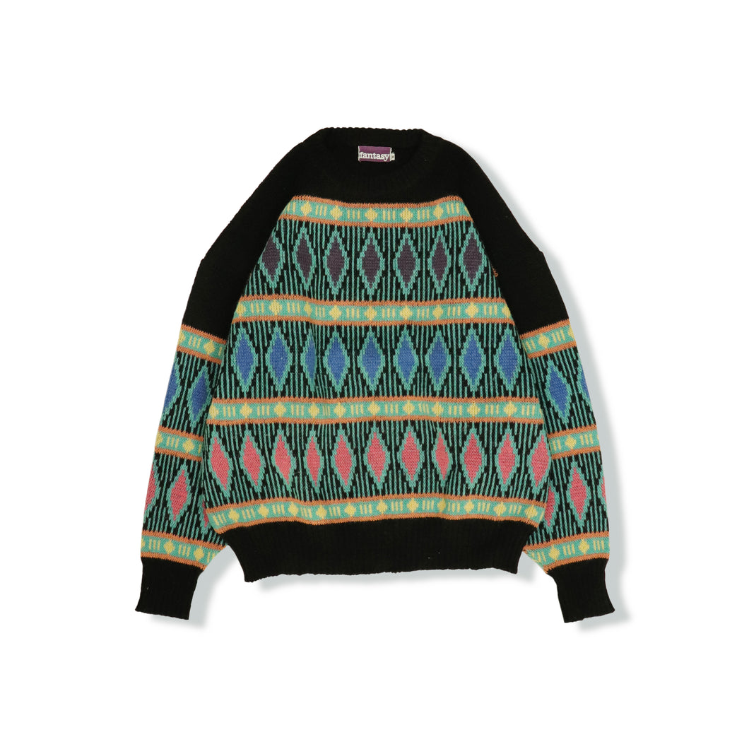 Diamond pattern knit sweater【A0717】