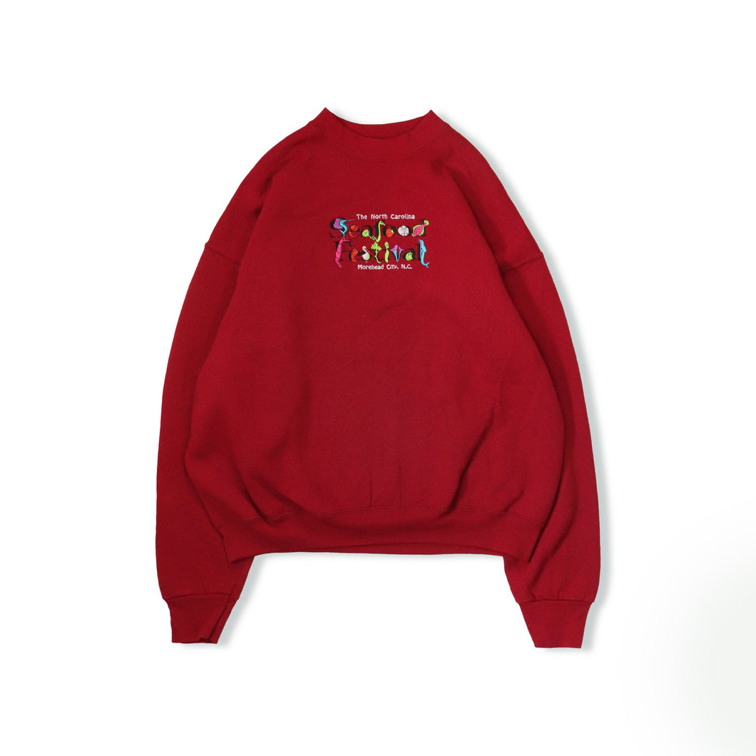 Sea creatures embroidered sweat pullover【A0724】