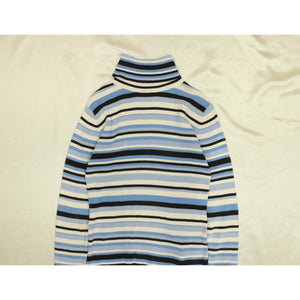 Border pattern turtle neck knit sweater【A0733】