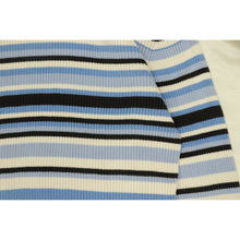 画像をギャラリービューアに読み込む, Border pattern turtle neck knit sweater【A0733】