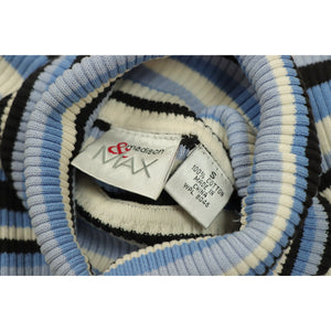 Border pattern turtle neck knit sweater【A0733】