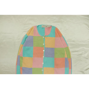 Color block pattern knit cardigan【A0747】