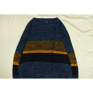 Border pattern knit sweater【A0784】