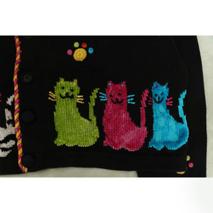 Cat pattern knit cardigan【A0749】