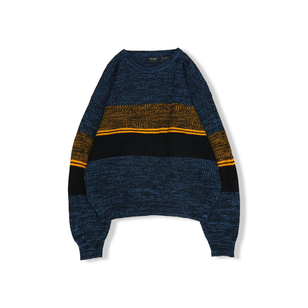 Border pattern knit sweater【A0784】