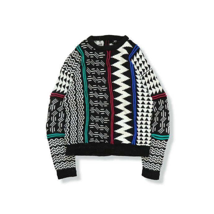 Geometric pattern knit sweater【A0788】