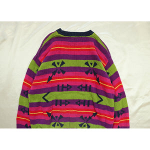 Mix pattern knit sweater【A0789】