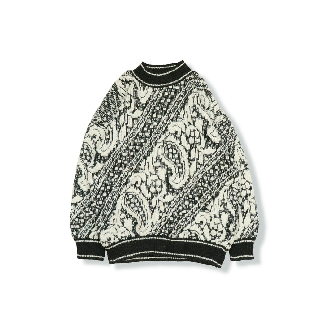 Paisley pattern knit sweater【A0796】