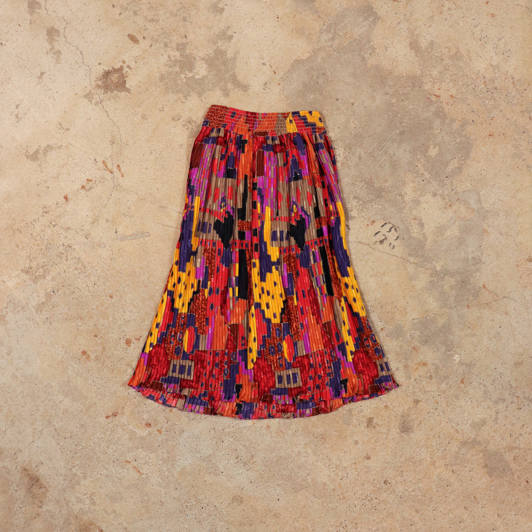 Multi color pleats skirt【C0423】