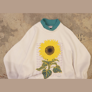 Sunflower printed sweat pullover【A0752】