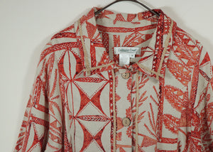 Total pattern linen mix shirt【A0021】