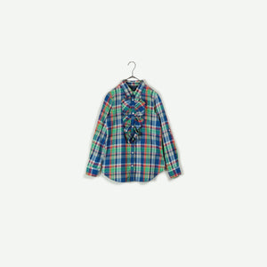 Check pattern frill design shirt【A0229】