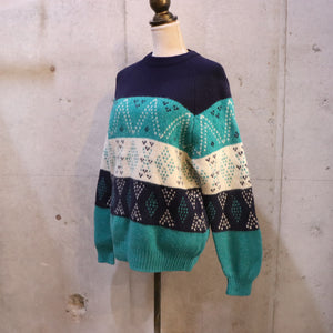 Border pattern sweater【A0296】