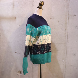 Border pattern sweater【A0296】