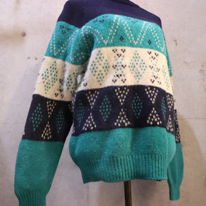 Border pattern sweater【A0296】