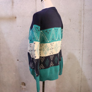 Border pattern sweater【A0296】
