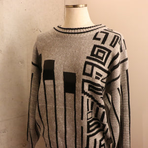 Pattern crew neck sweater【A0330】
