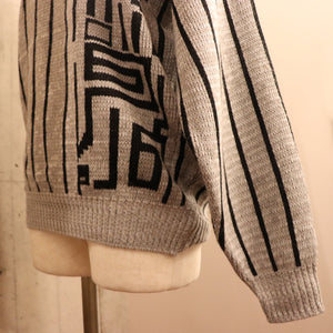 Pattern crew neck sweater【A0330】