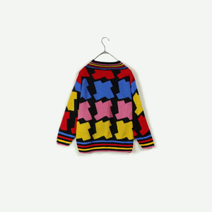 Multi color pattern knit sweater【A0373】