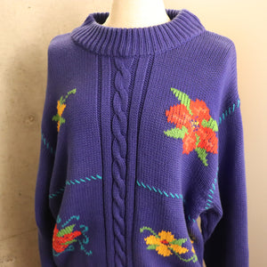 Flower motif sweater【A0375】