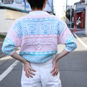 Pink × blue sweater【A0420】