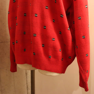 Pattern Vneck sweater【A0447】