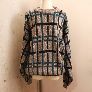 Cross pattern crew neck sweater【A0448】
