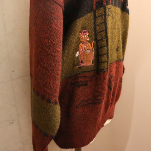 Cat emblem crew neck sweater【A0457】