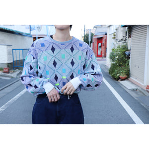 Pattern knit sweater【A0492】