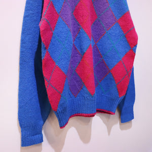 【A0493】Argyle pattern knit sweater