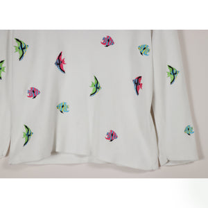 Tropical fish embroidered sweater【A0503】
