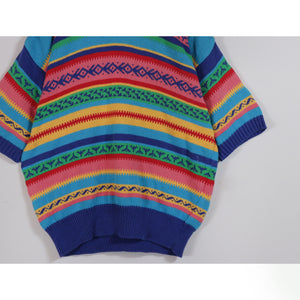 Border pattern multi color sweater【A0610】