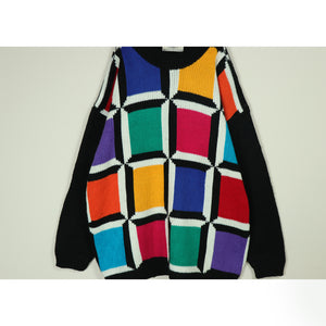 Colorful square design sweater【A0638】
