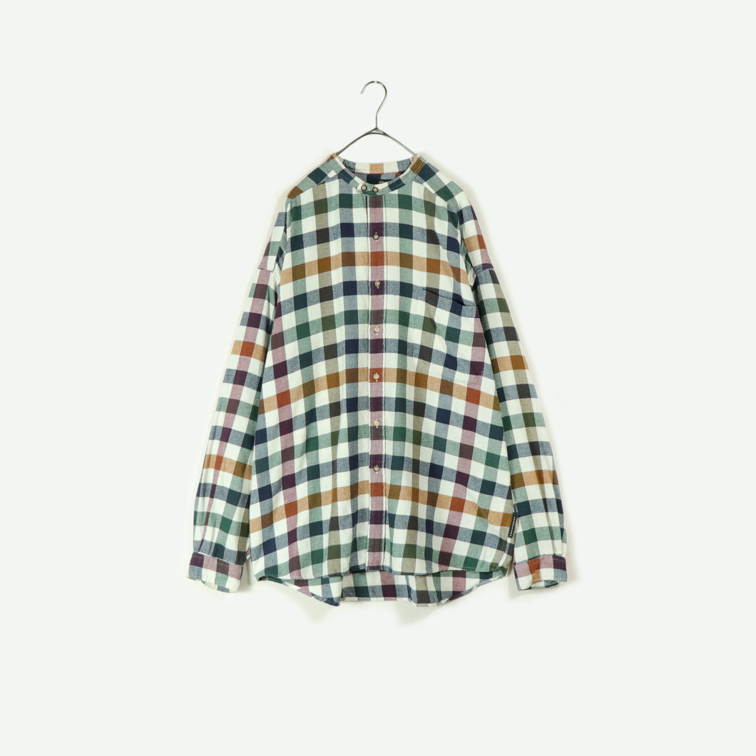 Check pattern band collar shirt【A0643】