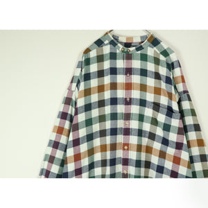 Check pattern band collar shirt【A0643】