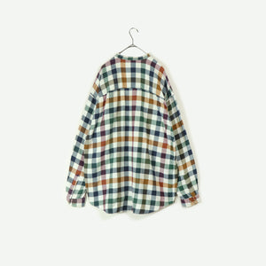 Check pattern band collar shirt【A0643】