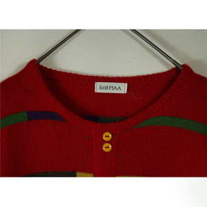 Border pattern knit sweater【A0648】