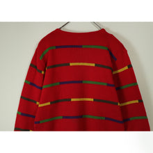 画像をギャラリービューアに読み込む, Border pattern knit sweater【A0648】