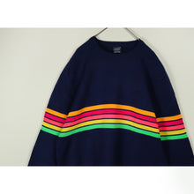 画像をギャラリービューアに読み込む, Neon line knit sweater【A0649】