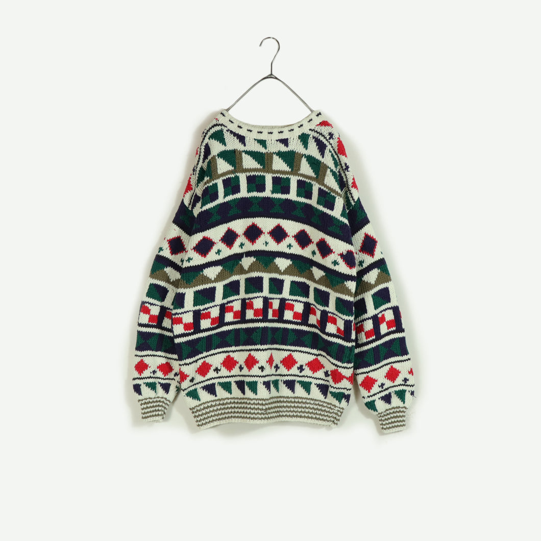 Pattern knit sweater【A0651】