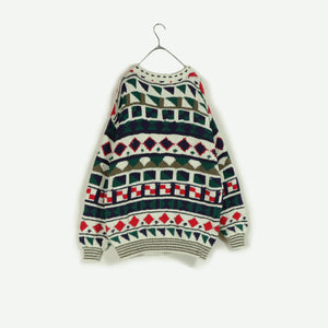 Pattern knit sweater【A0651】