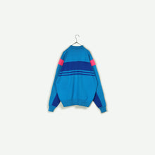 画像をギャラリービューアに読み込む, Light blue × vivid pink knit sweater【A0652】