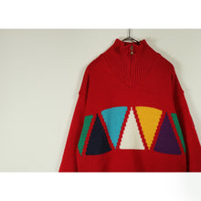 画像をギャラリービューアに読み込む, Triangle pattern knit pullover【A0661】