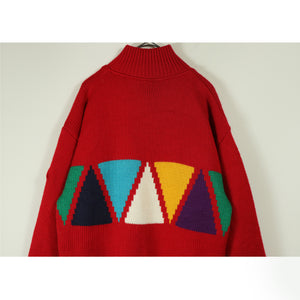 Triangle pattern knit pullover【A0661】