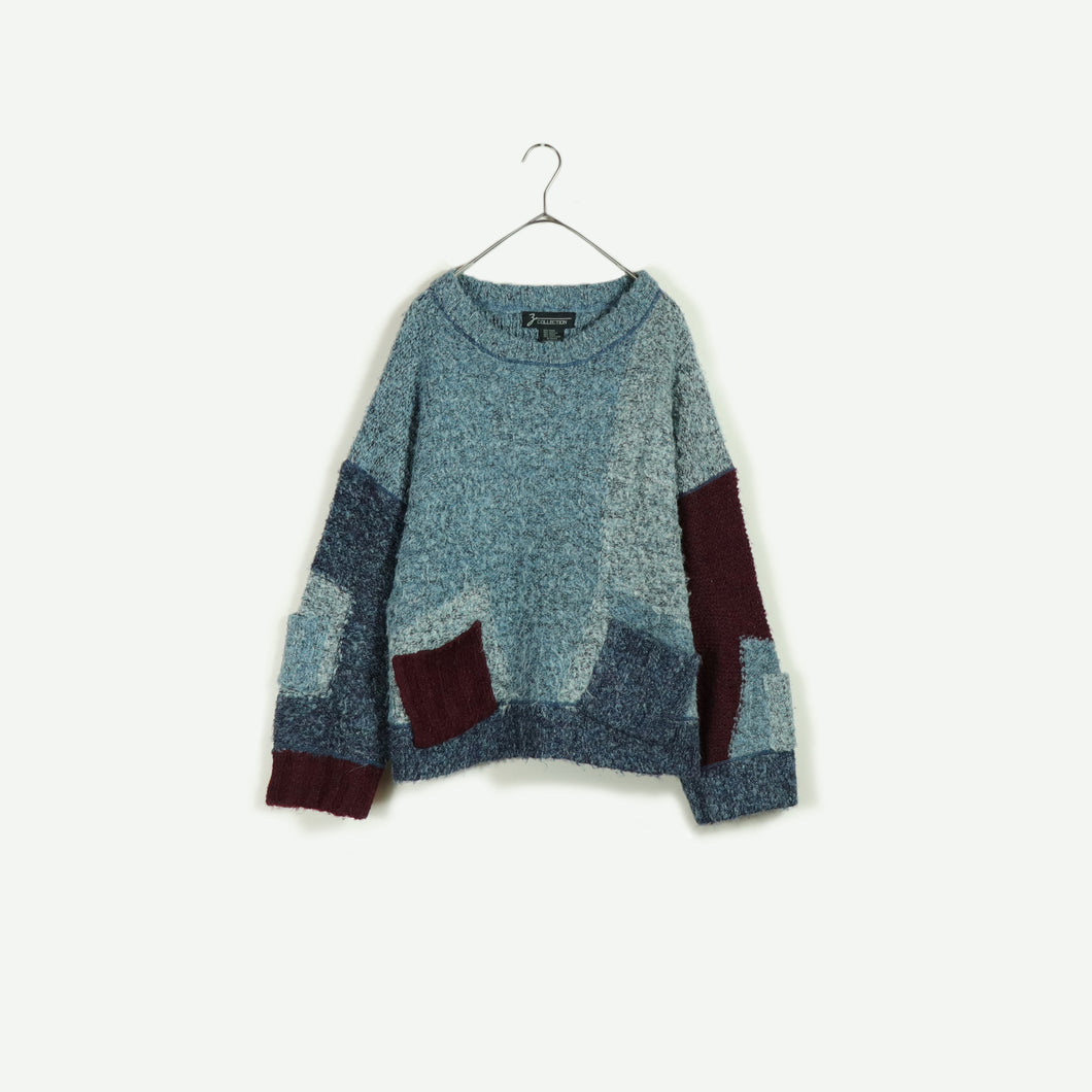 Switching knit sweater【A0670】