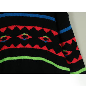 Neon color pattern knit sweater【A0672】